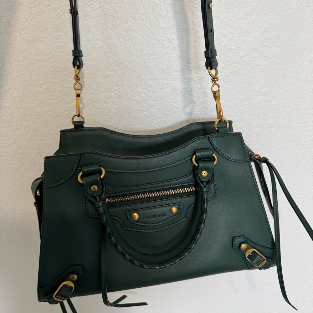 Balenciaga Green Crossbody Bag with Gold Hardware-Neo Classic City Bag Leather